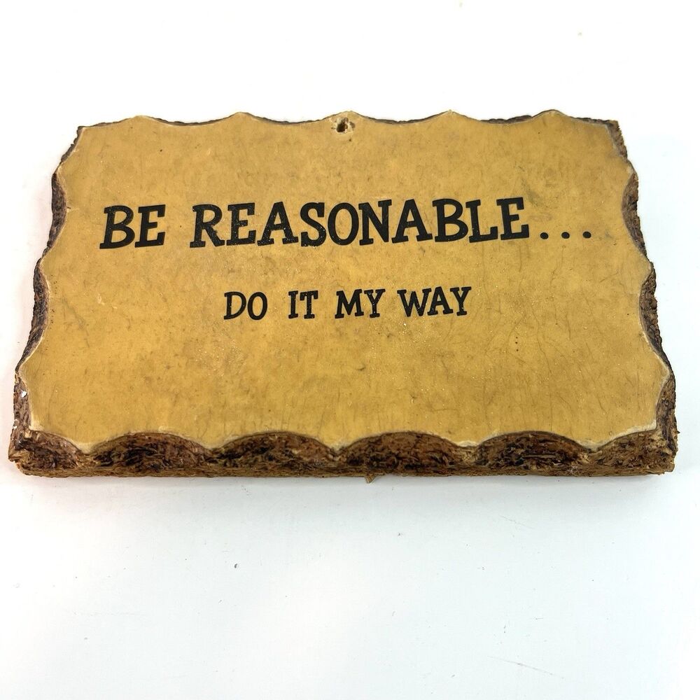 VTG Paula’s Wooden Postcard Motto Be Reasonable Do It My Way Wooden Plaque